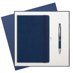 Подарочный набор Latte soft touch/Crocus, синий (ежедневник недат А5, ручка)
