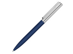 Ручка металлическая шариковая Bright GUM soft-touch с зеркальной гравировкой, темно-синий