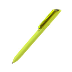Ручка шариковая FLOW PURE c покрытием soft touch и прозрачным клипом (зеленое яблоко)