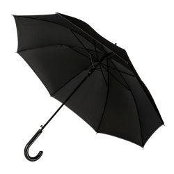 Зонт-трость OXFORD, ручка из искусственной кожи, полуавтомат (чёрный)