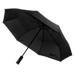 Зонт складной PRESTON с ручкой-фонариком, полуавтомат (чёрный)