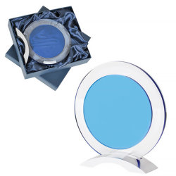 Стела наградная "Round" в подарочной упаковке (прозрачный, синий)