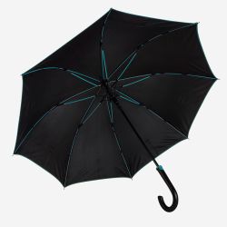 Зонт-трость BACK TO BLACK, пластиковая ручка, полуавтомат (тёмно-серый, голубой)