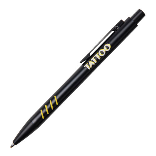 Ручка шариковая с грип-вставками TATTOO (черный, желтый)