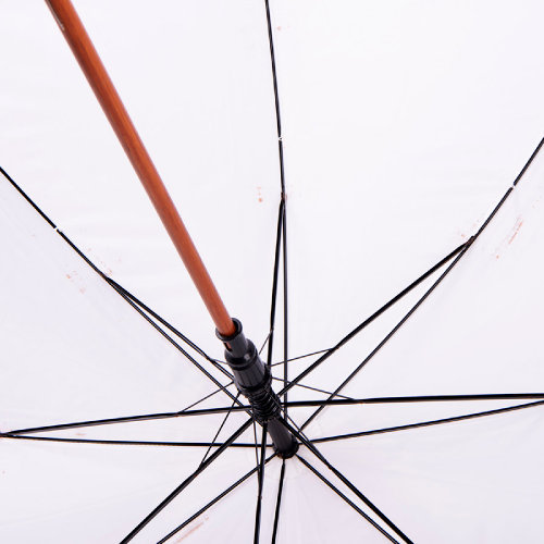 Зонт-трость с деревянной ручкой, полуавтомат; белый; D=103 см, L=90см; нейлон (белый)