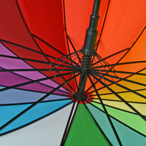 Зонт-трость  "Радуга", пластиковая ручка, полуавтомат (разные цвета)