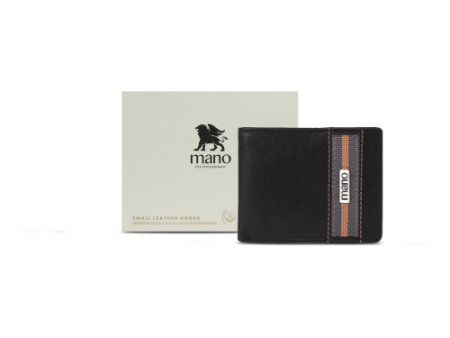 Бумажник Mano Don Leonardo, с RFID защитой, натуральная кожа в черном цвете, 10,5 х 2 х 8,5 см