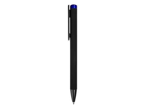 Ручка металлическая шариковая Taper Metal софт-тач с цветным зеркальным слоем, черный с синим