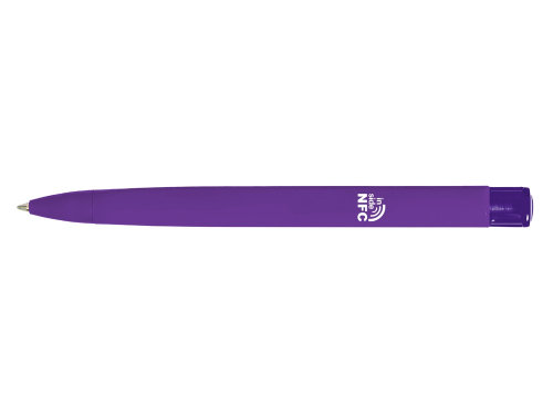 Ручка пластиковая шариковая трехгранная Trinity K transparent Gum soft-touch с чипом передачи инфо, фиолетовый