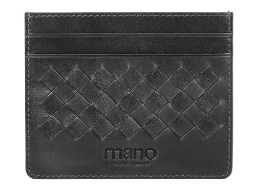 Портмоне для кредитных карт Mano Don Luca, натуральная кожа в черном цвете, 10,3 х 8,3 см