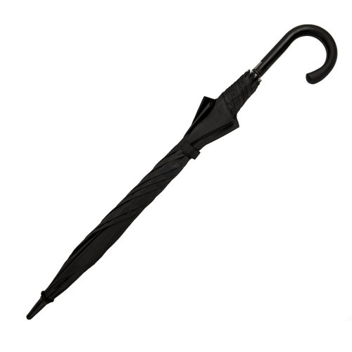 Зонт-трость CAMBRIDGE с ручкой soft-touch чёрный, полуавтомат, 100% полиэстер, пластик (черный)