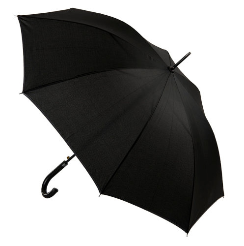 Зонт-трость OXFORD с ручкой из искусственной кожи ,чёрный, полуавтомат, 100% полиэстер (черный)