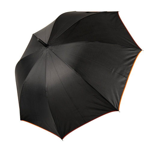 Зонт-трость BACK TO BLACK, пластиковая ручка, полуавтомат (черный, оранжевый)