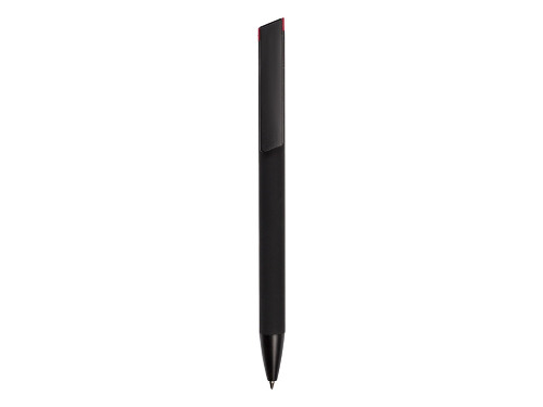 Ручка металлическая шариковая Taper Metal софт-тач с цветным зеркальным слоем, черный с красным