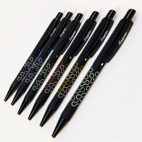 Ручка шариковая ENIGMA, металл, софт-покрытие (черный, синий)