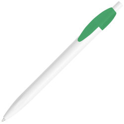 Ручка шариковая X-1 WHITE, белый/зеленый непрозрачный клип, пластик (белый, зеленый)