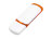 Флешка промо прямоугольной классической формы с цветными вставками, 32 Гб, белый/оранжевый