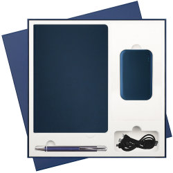 Подарочный набор Portobello/Latte Ecoline синий (Ежедневник недат А5, Ручка, Power Bank)