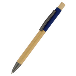 Ручка &quot;Авалон&quot; с корпусом из бамбука и софт-тач вставкой, темно-синий