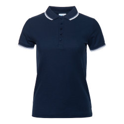 Рубашка поло женская STAN с окантовкой хлопок/полиэстер 185, 04BK, темно-синий