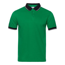Рубашка поло мужская STAN с контрастными деталями хлопок/полиэстер 185, 04С, зелёный
