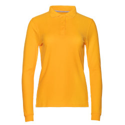 Рубашка поло женская STAN длинный рукав хлопок/полиэстер 185, 04SW, жёлтый