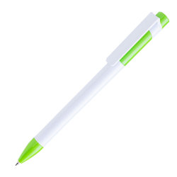 Ручка шариковая MAVA, белый/зеленое яблоко, пластик (белый, зеленое яблоко)