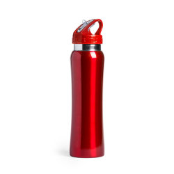 Бутылка для воды SMALY с трубочкой, нержавеющая сталь (красный)