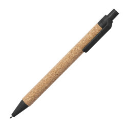 Ручка шариковая YARDEN, черный, натуральная пробка, пшеничная солома, ABS пластик, 13,7 см (черный)