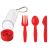 Набор "Pocket":ложка,вилка,нож в футляре с карабином (красный)